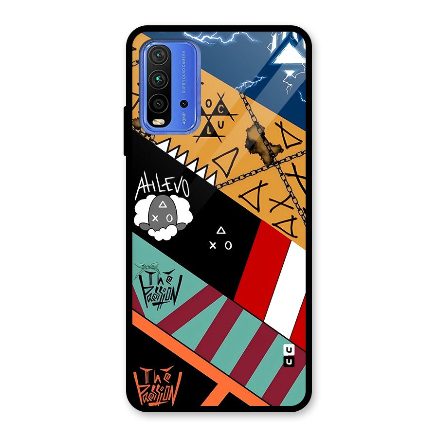 Random Abstracts Art Slant Stripes Glass Back Case for Redmi 9 Power