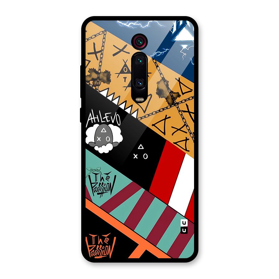 Random Abstracts Art Slant Stripes Glass Back Case for Redmi K20