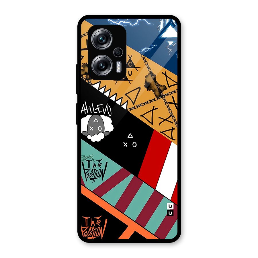 Random Abstracts Art Slant Stripes Glass Back Case for Redmi K50i