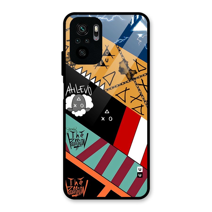 Random Abstracts Art Slant Stripes Glass Back Case for Redmi Note 10S