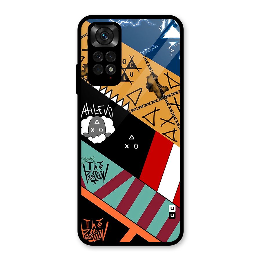 Random Abstracts Art Slant Stripes Glass Back Case for Redmi Note 11S