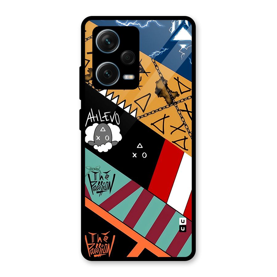 Random Abstracts Art Slant Stripes Glass Back Case for Redmi Note 12 Pro Plus 5G