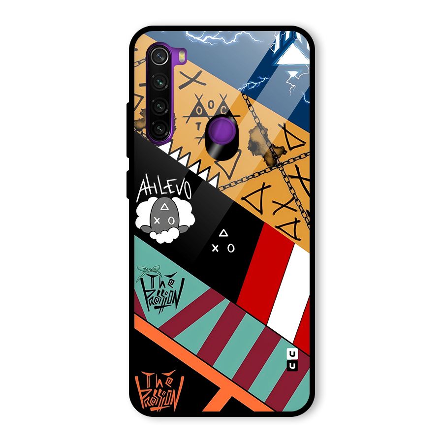Random Abstracts Art Slant Stripes Glass Back Case for Redmi Note 8