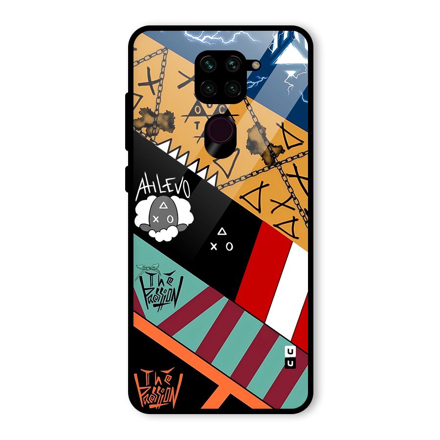 Random Abstracts Art Slant Stripes Glass Back Case for Redmi Note 9