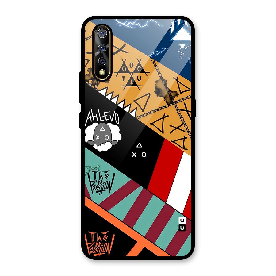 Random Abstracts Art Slant Stripes Glass Back Case for Vivo S1