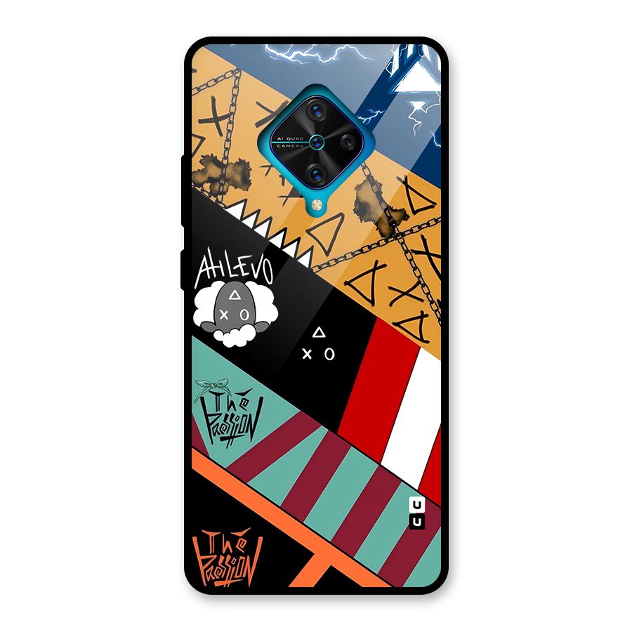Random Abstracts Art Slant Stripes Glass Back Case for Vivo S1 Pro