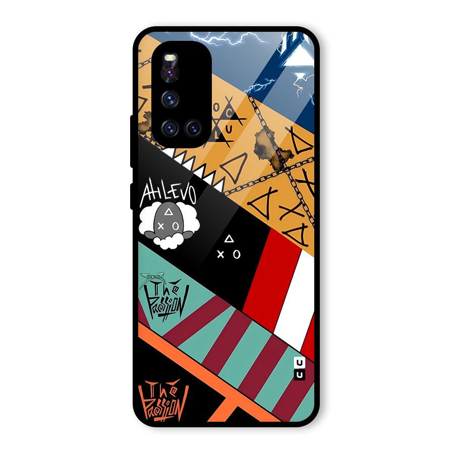 Random Abstracts Art Slant Stripes Glass Back Case for Vivo V19