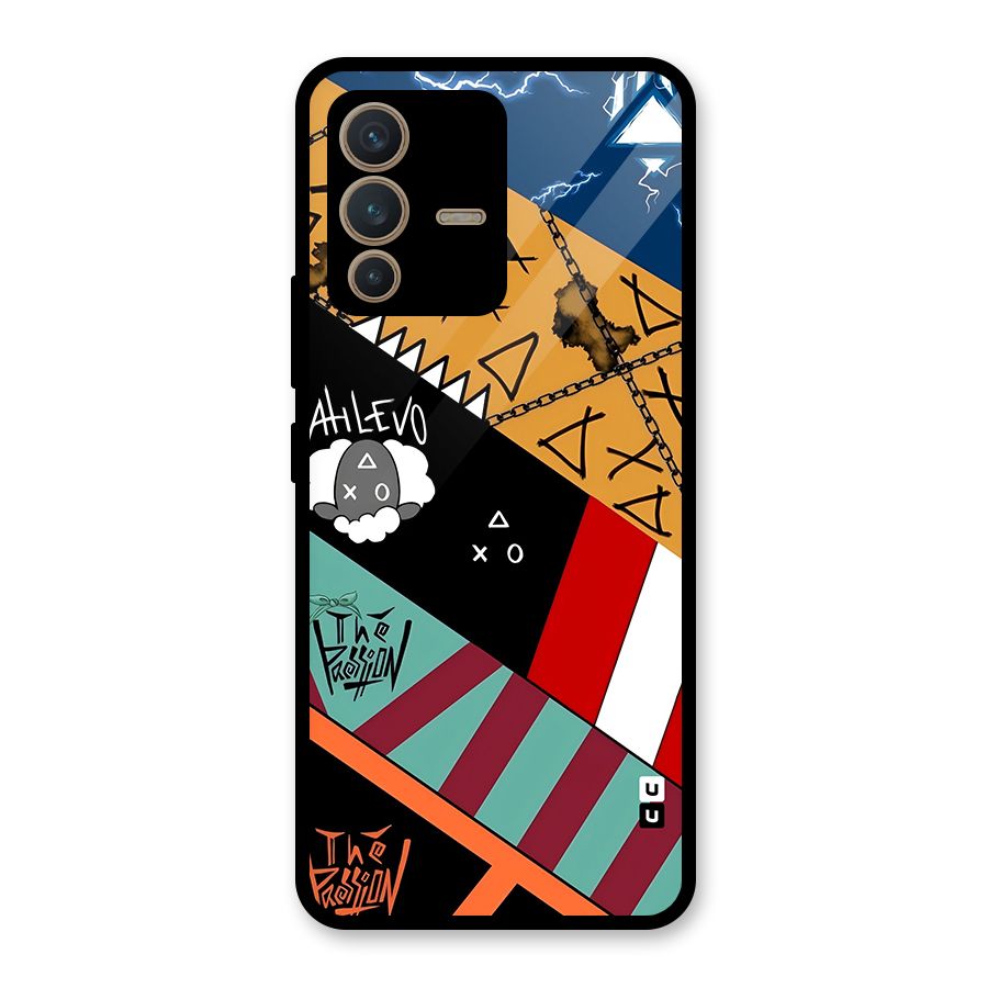 Random Abstracts Art Slant Stripes Glass Back Case for Vivo V23 5G