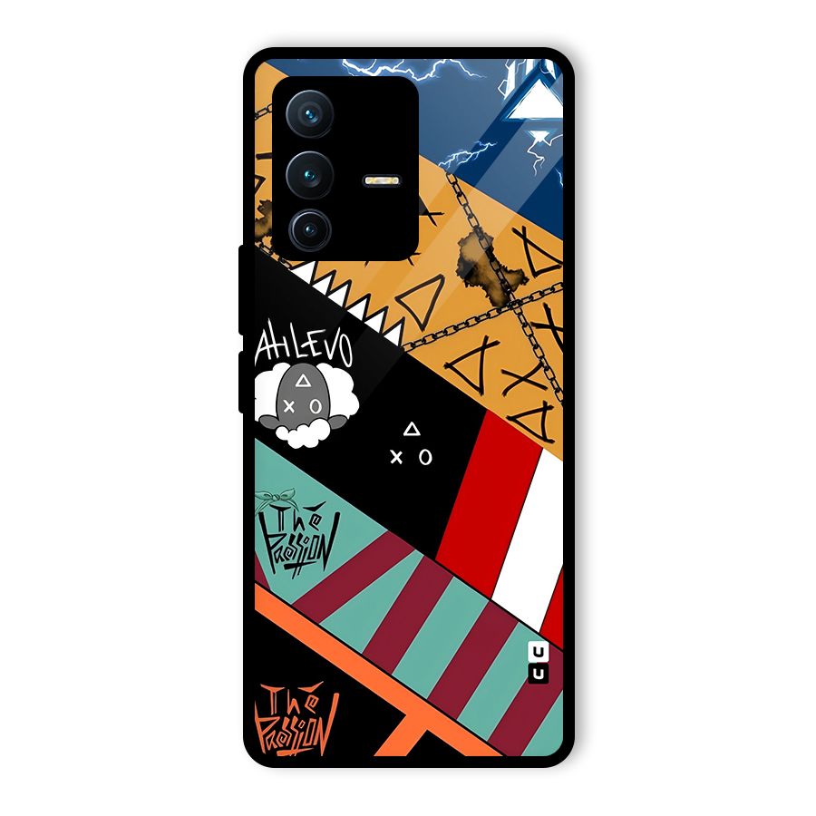 Random Abstracts Art Slant Stripes Glass Back Case for Vivo V23 Pro