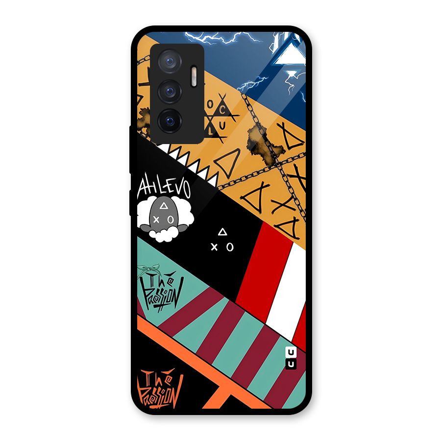 Random Abstracts Art Slant Stripes Glass Back Case for Vivo V23e