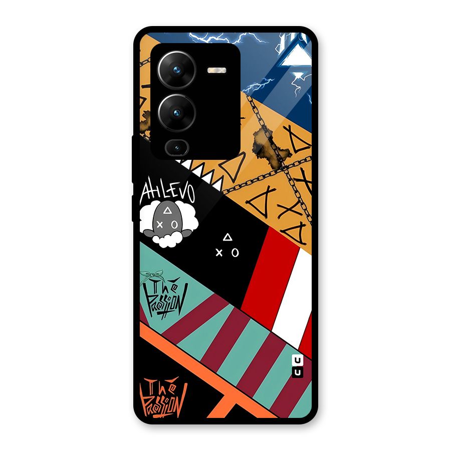 Random Abstracts Art Slant Stripes Glass Back Case for Vivo V25 Pro