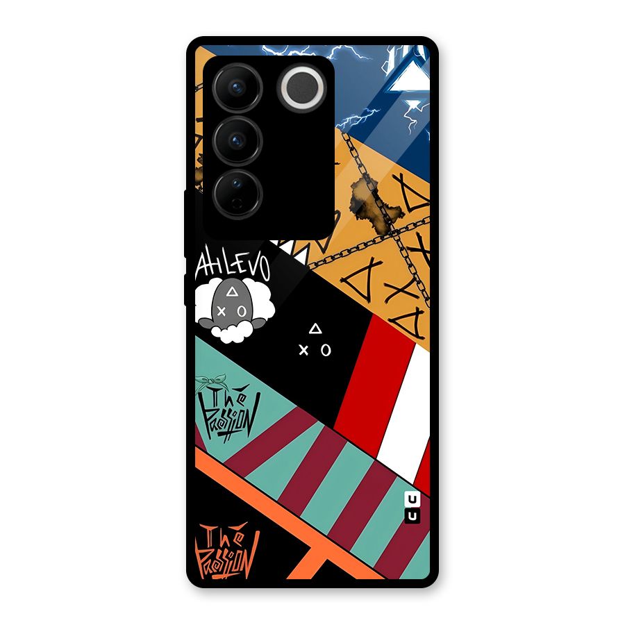 Random Abstracts Art Slant Stripes Glass Back Case for Vivo V27
