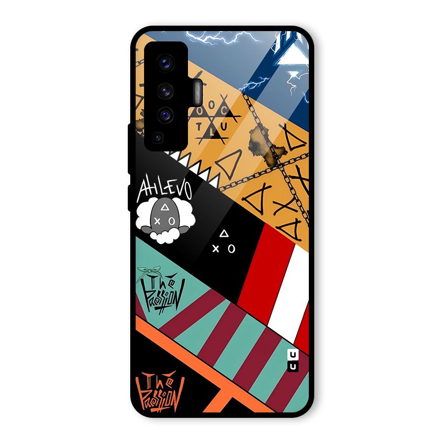 Random Abstracts Art Slant Stripes Glass Back Case for Vivo X50