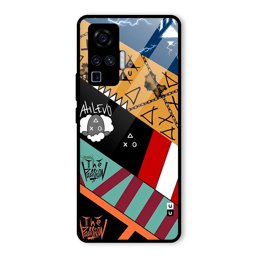 Random Abstracts Art Slant Stripes Glass Back Case for Vivo X50 Pro