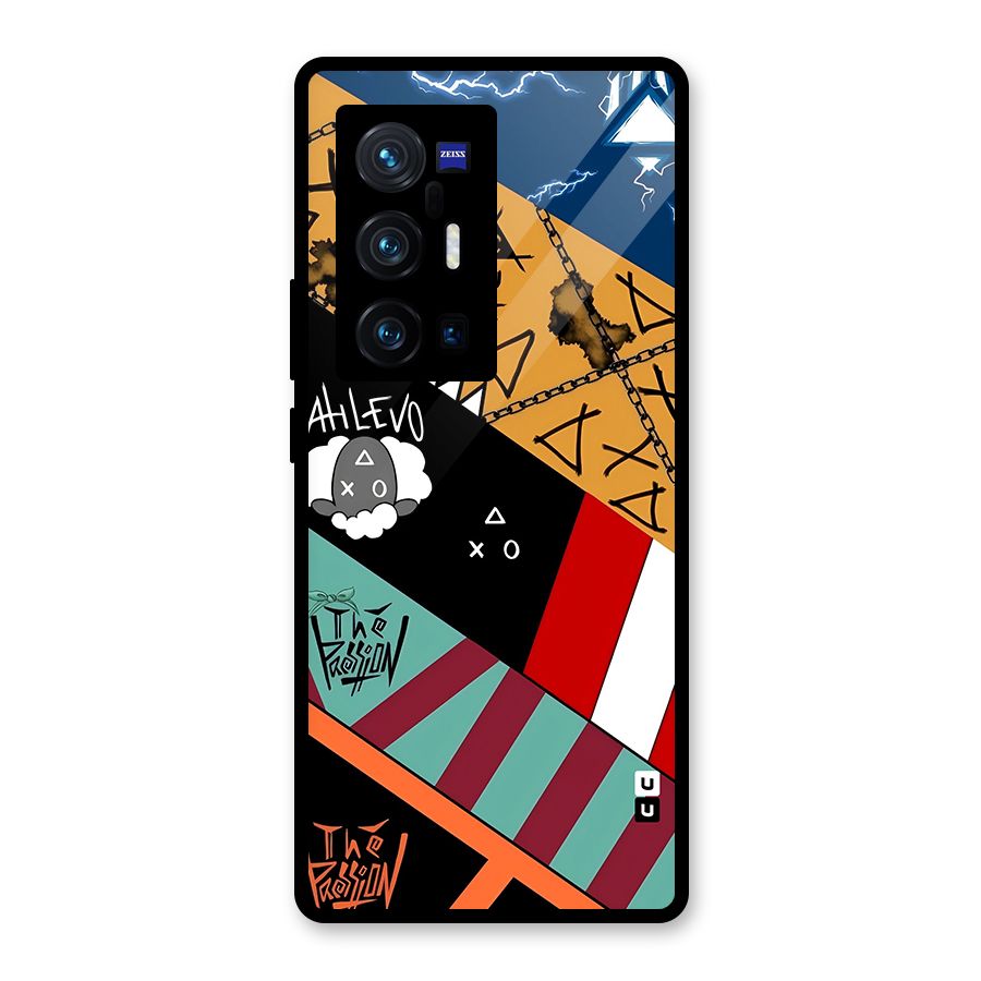 Random Abstracts Art Slant Stripes Glass Back Case for Vivo X70 Pro Plus