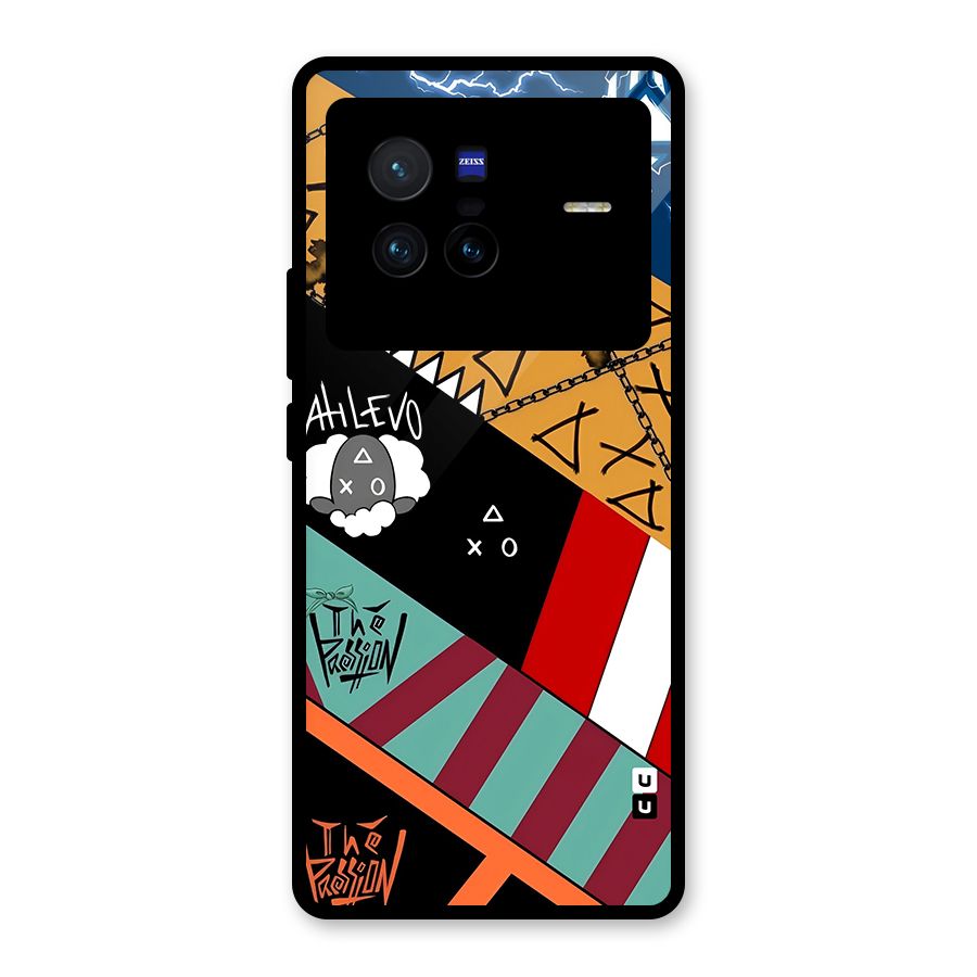 Random Abstracts Art Slant Stripes Glass Back Case for Vivo X80