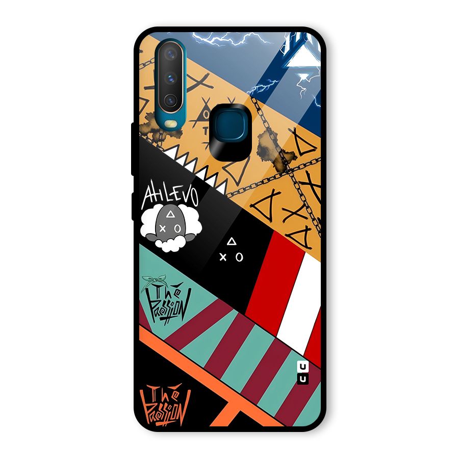 Random Abstracts Art Slant Stripes Glass Back Case for Vivo Y15