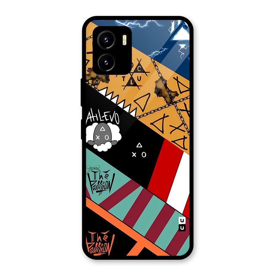 Random Abstracts Art Slant Stripes Glass Back Case for Vivo Y15s