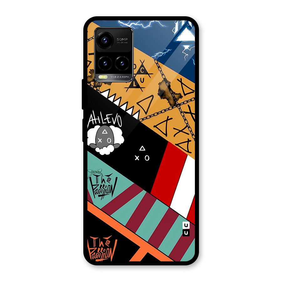 Random Abstracts Art Slant Stripes Glass Back Case for Vivo Y21T