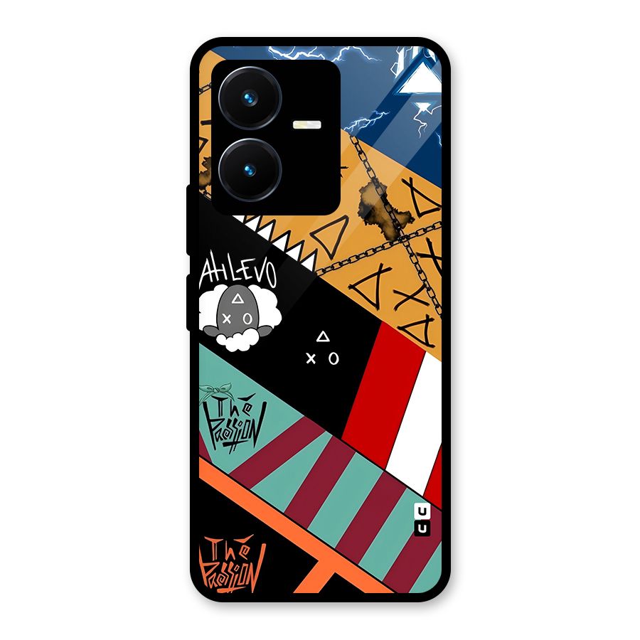 Random Abstracts Art Slant Stripes Glass Back Case for Vivo Y22