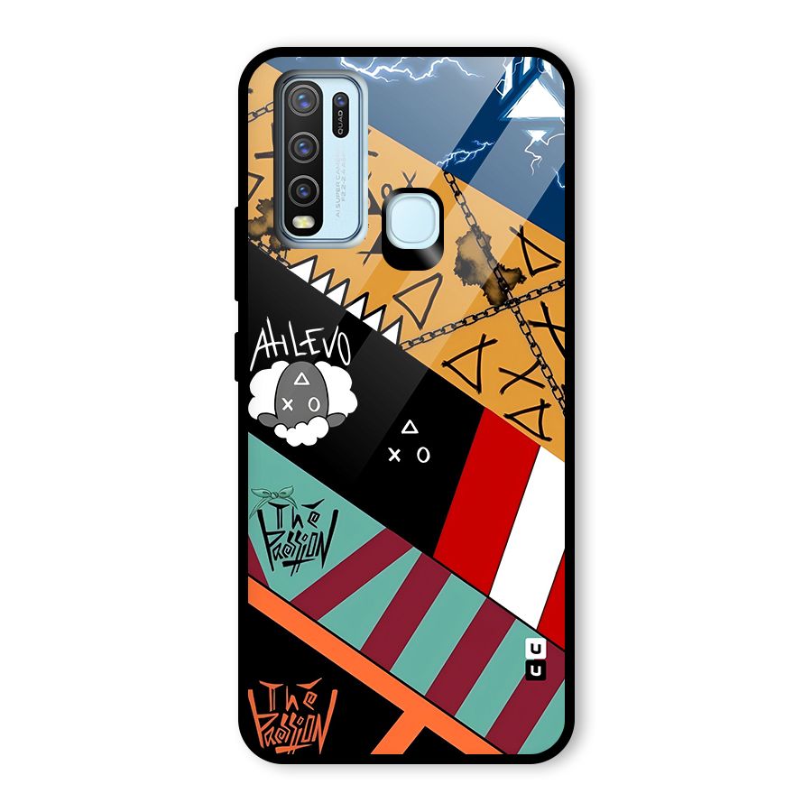 Random Abstracts Art Slant Stripes Glass Back Case for Vivo Y30