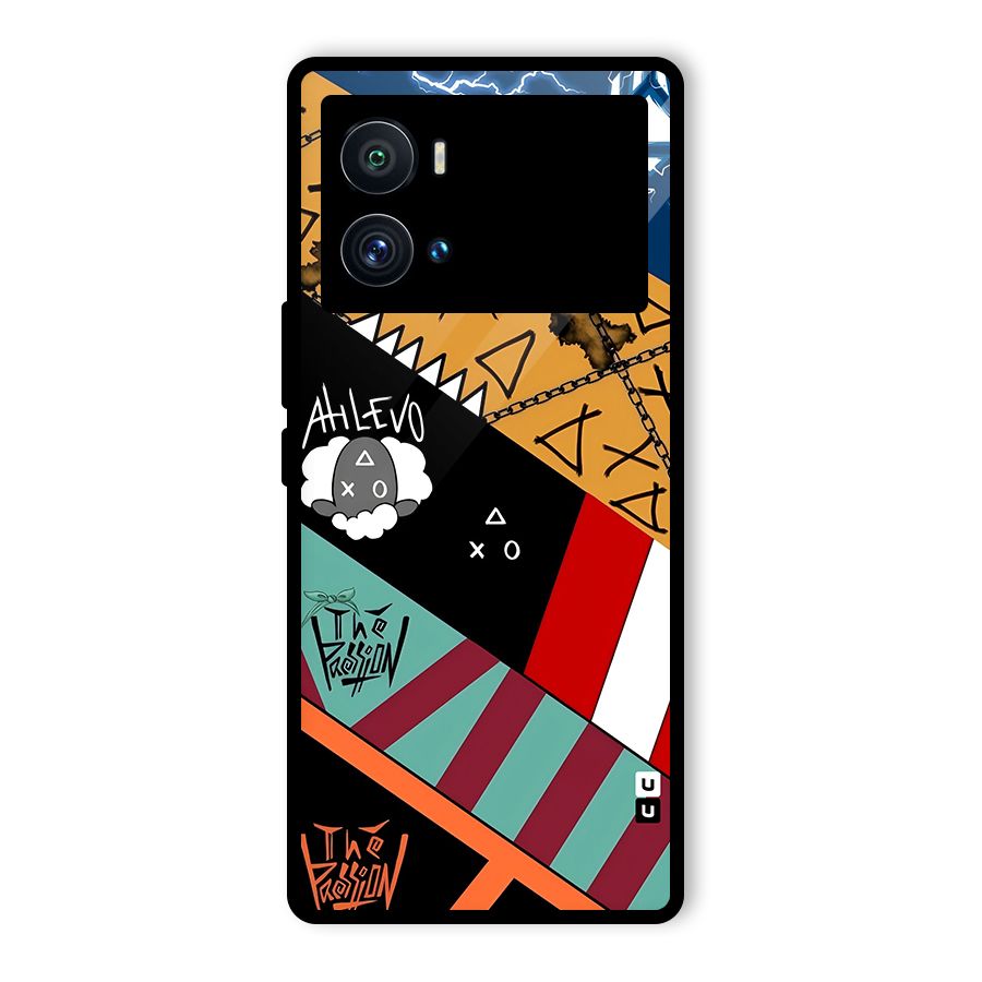 Random Abstracts Art Slant Stripes Glass Back Case for Vivo iQOO 9 Pro