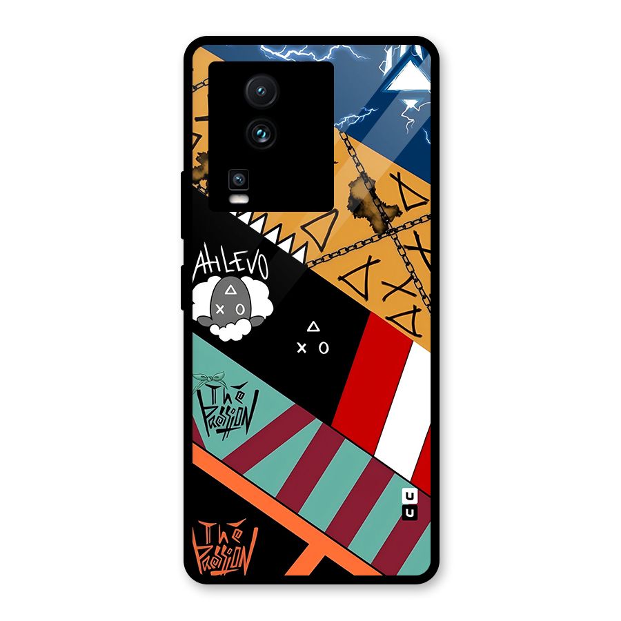 Random Abstracts Art Slant Stripes Glass Back Case for Vivo iQOO Neo 7