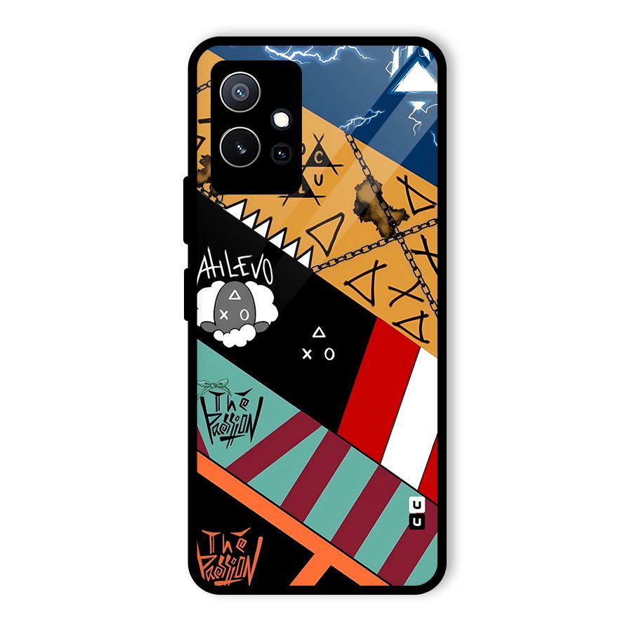 Random Abstracts Art Slant Stripes Glass Back Case for Vivo iQOO Z6