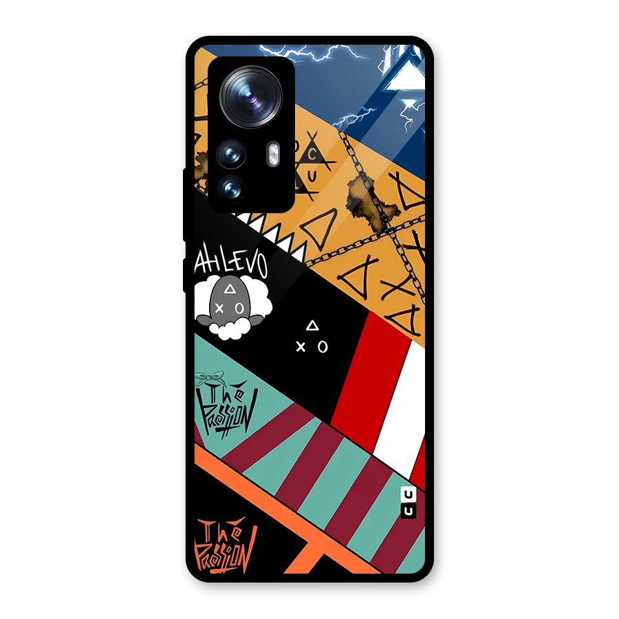 Random Abstracts Art Slant Stripes Glass Back Case for Xiaomi 12 Pro