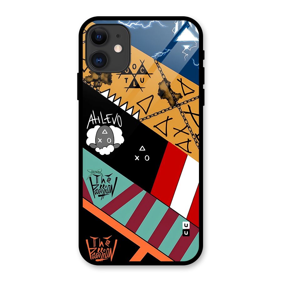 Random Abstracts Art Slant Stripes Glass Back Case for iPhone 11