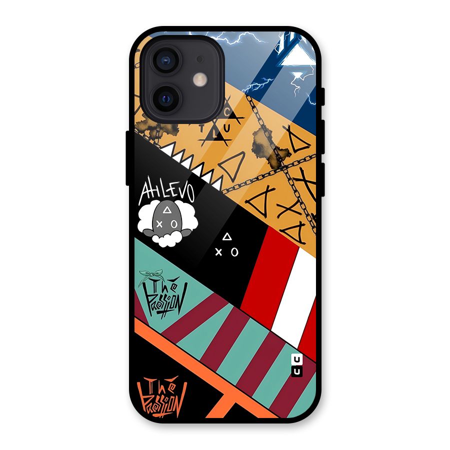 Random Abstracts Art Slant Stripes Glass Back Case for iPhone 12