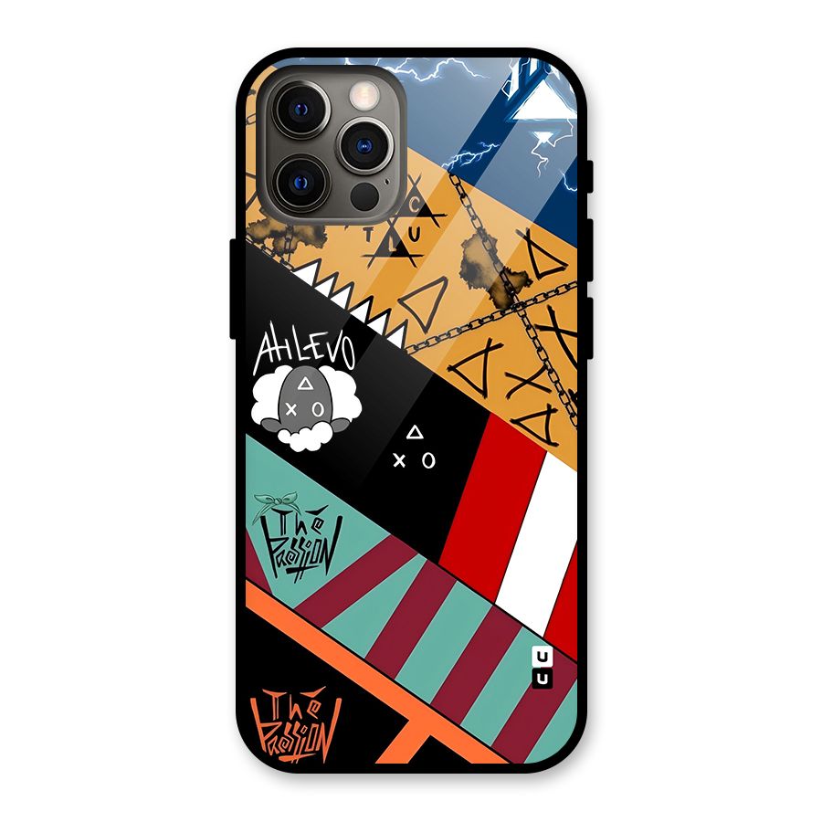 Random Abstracts Art Slant Stripes Glass Back Case for iPhone 12 Pro