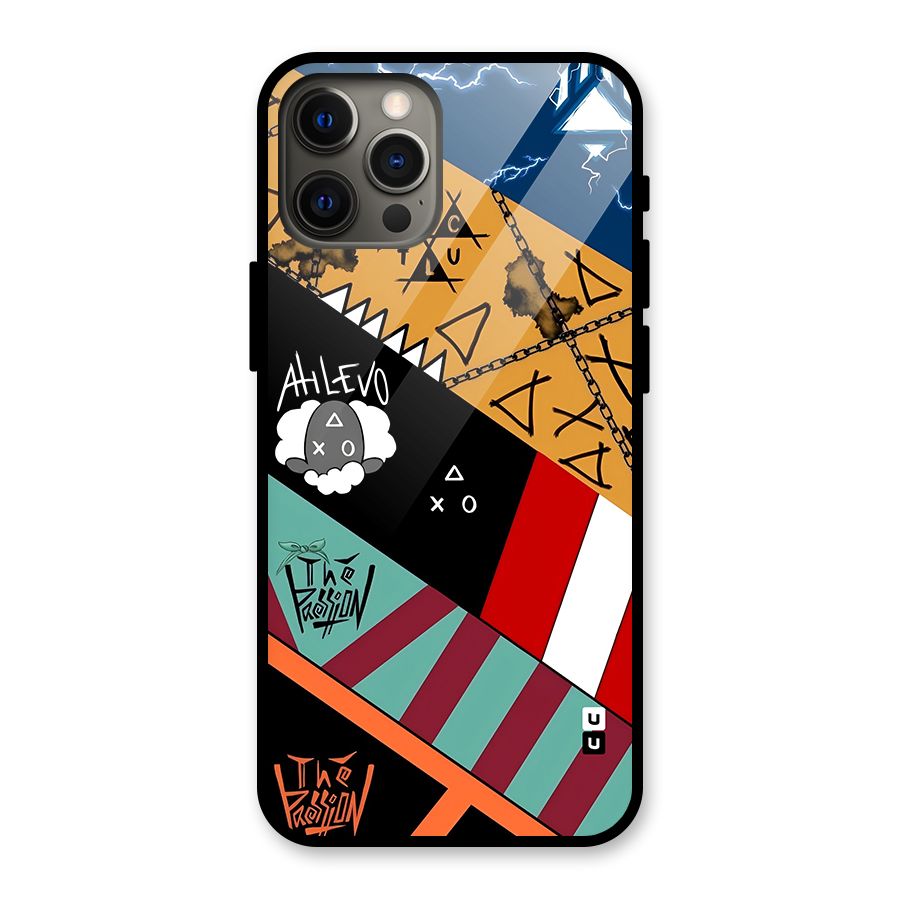 Random Abstracts Art Slant Stripes Glass Back Case for iPhone 12 Pro Max