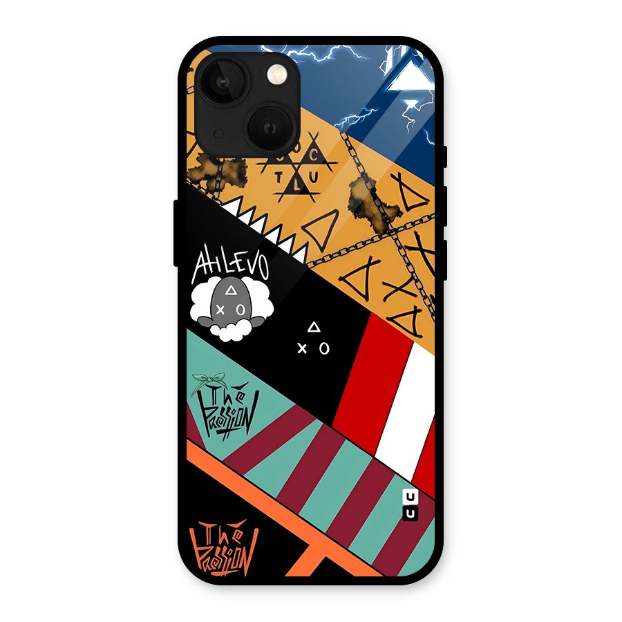 Random Abstracts Art Slant Stripes Glass Back Case for iPhone 13