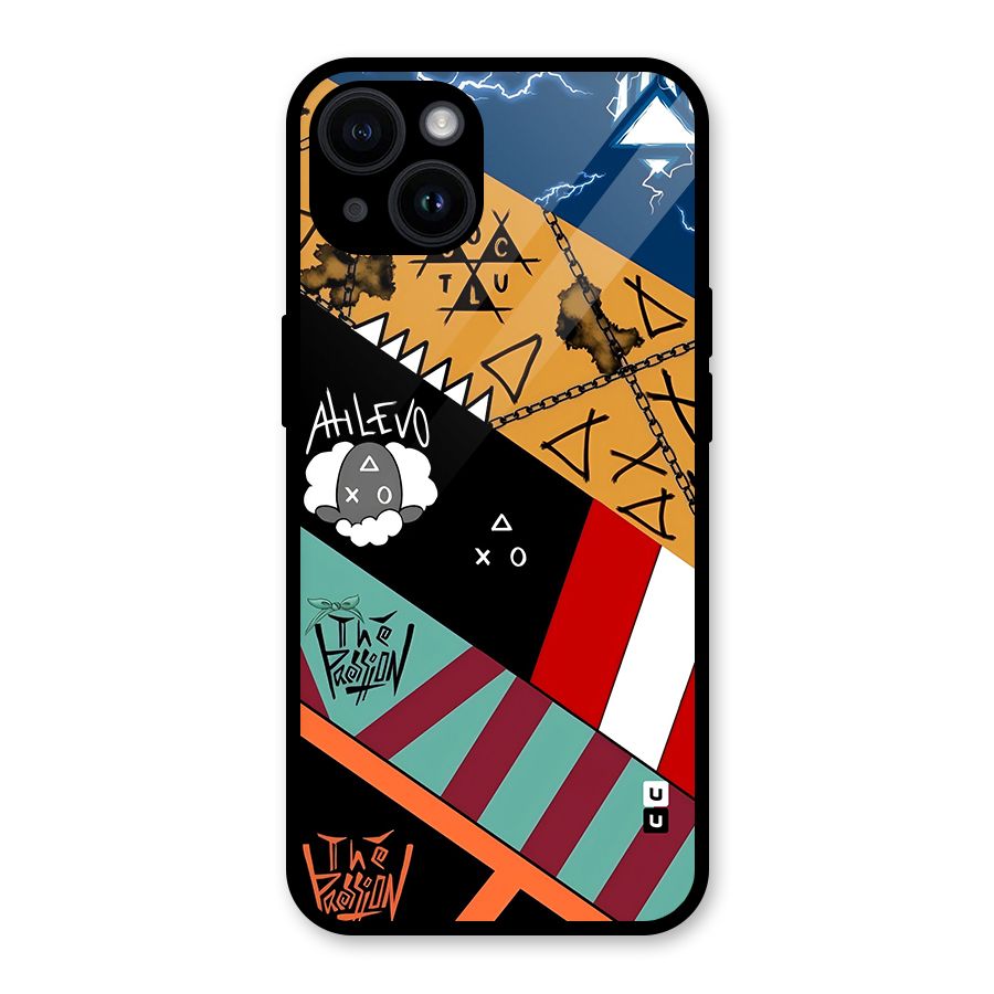 Random Abstracts Art Slant Stripes Glass Back Case for iPhone 14