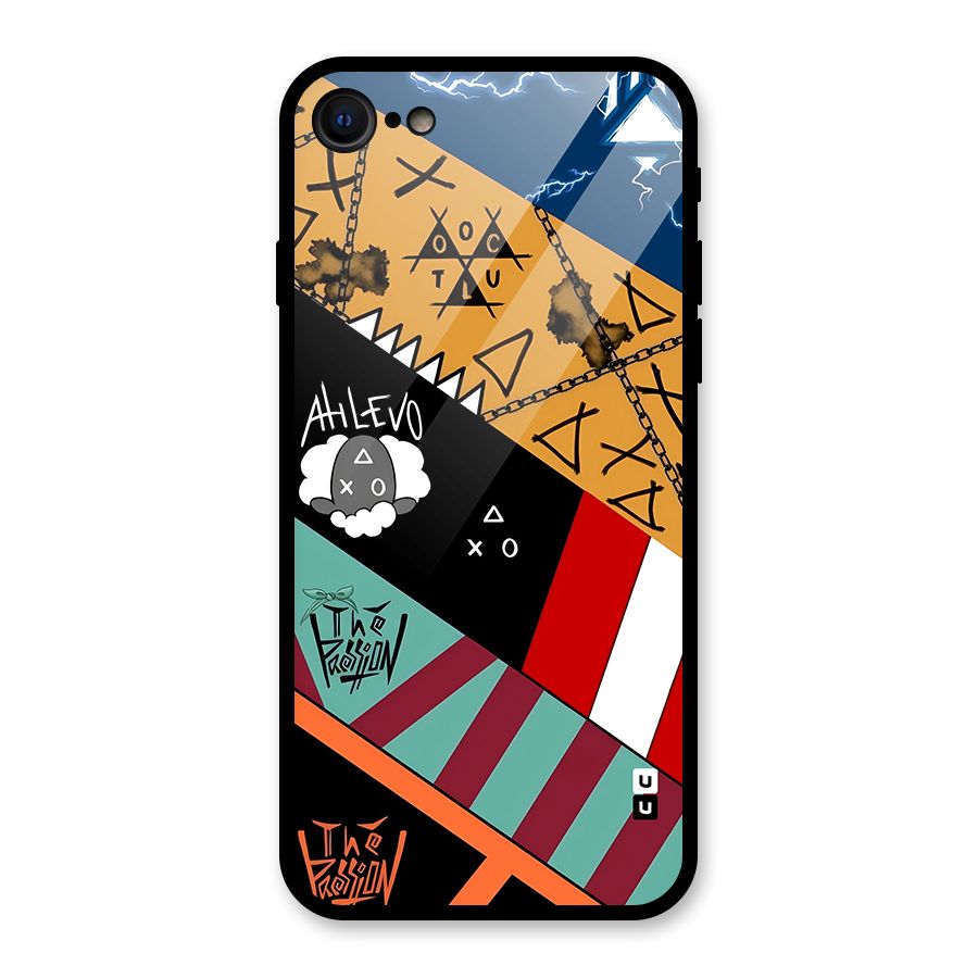 Random Abstracts Art Slant Stripes Glass Back Case for iPhone 7