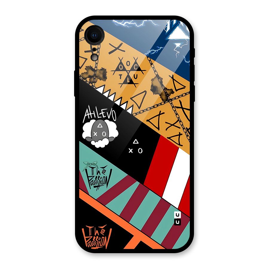 Random Abstracts Art Slant Stripes Glass Back Case for iPhone XR