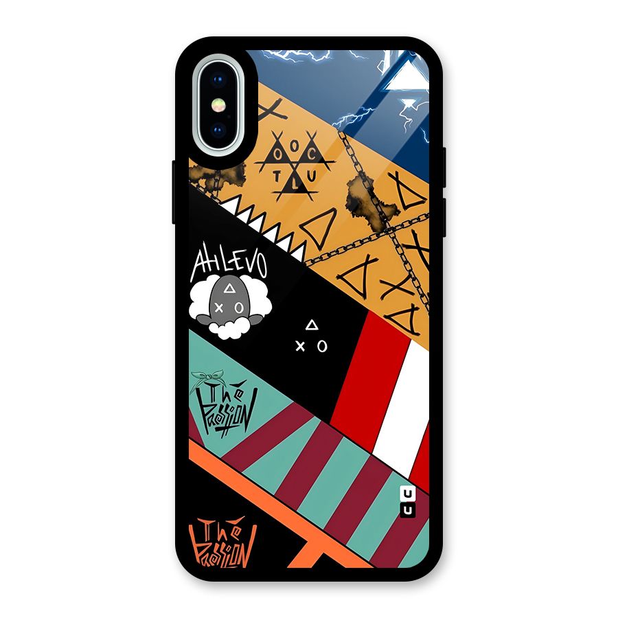 Random Abstracts Art Slant Stripes Glass Back Case for iPhone XS