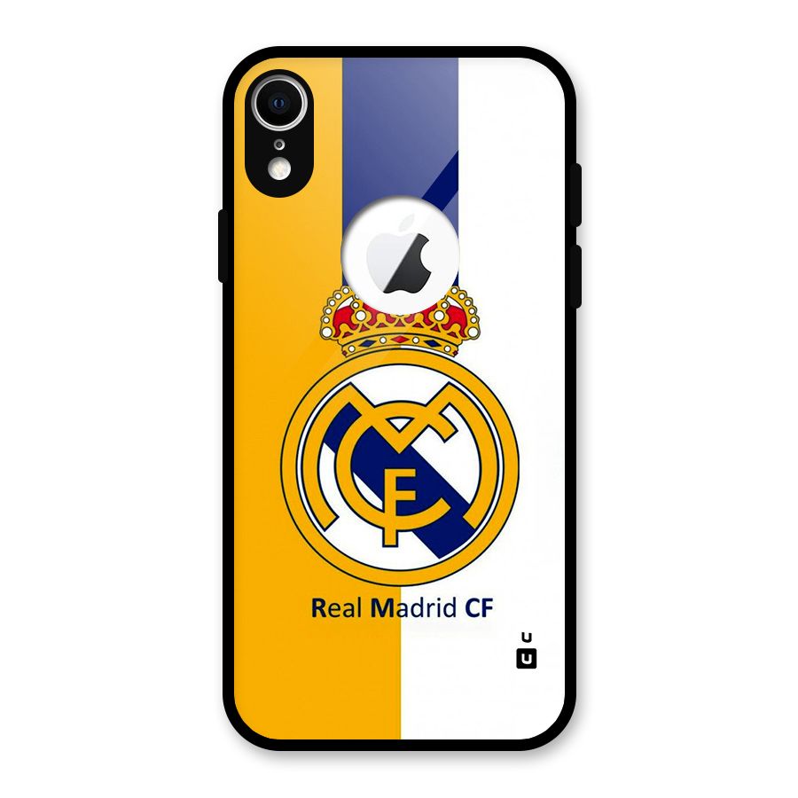 Real Madrid Glass Back Case for iPhone XR Logo Cut