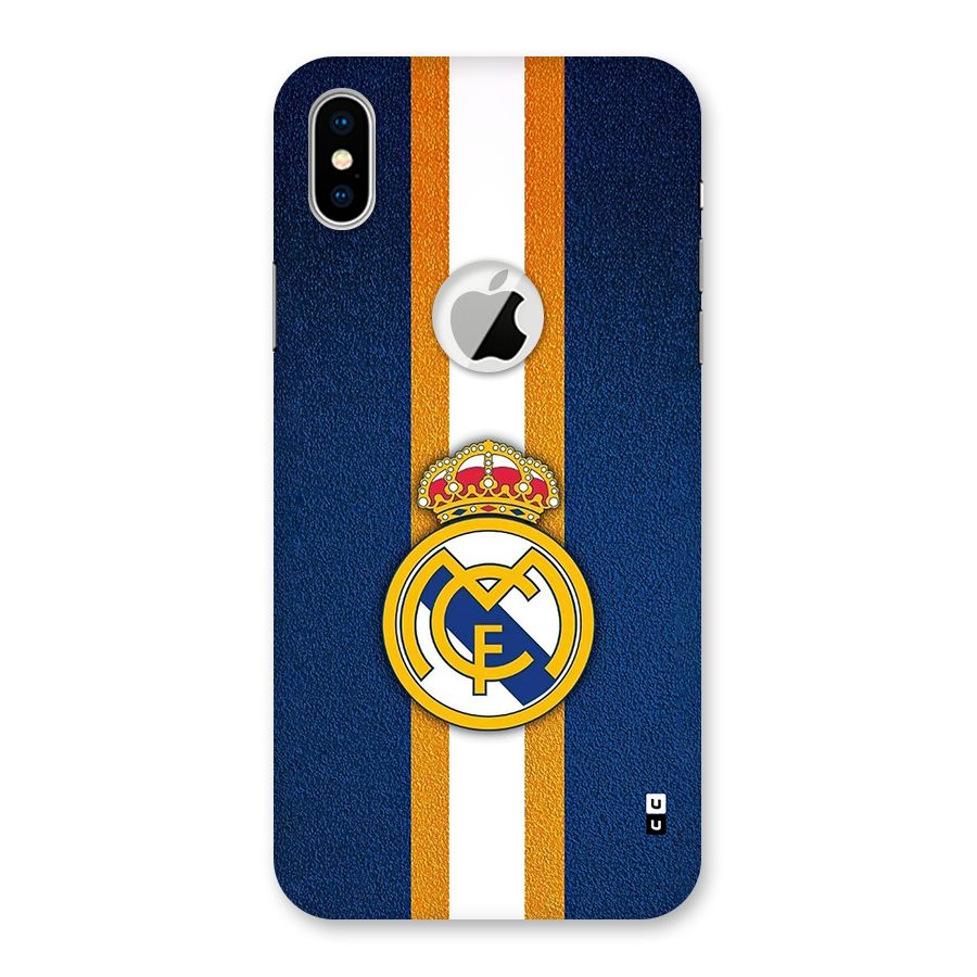 Real Madrid Stripes Back Case for iPhone X Logo Cut