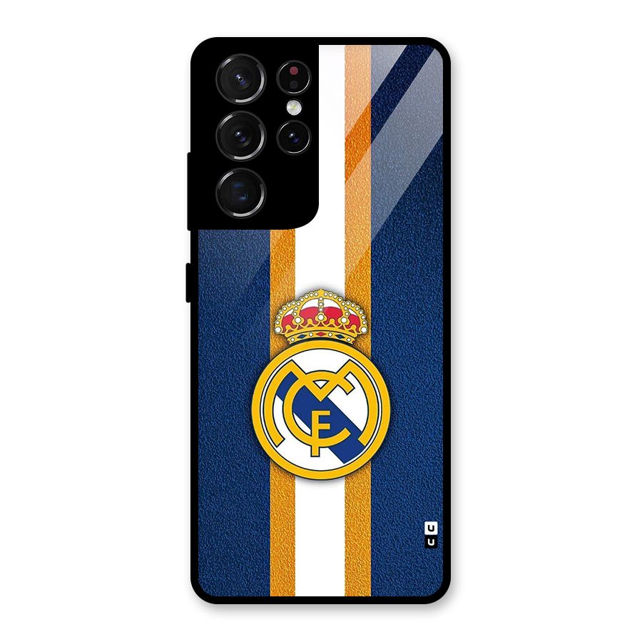Real Madrid Stripes Glass Back Case for Galaxy S21 Ultra 5G