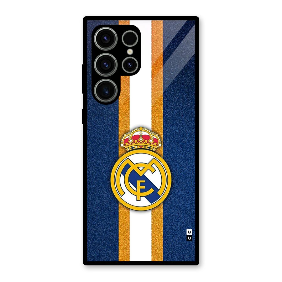 Real Madrid Stripes Glass Back Case for Galaxy S23 Ultra