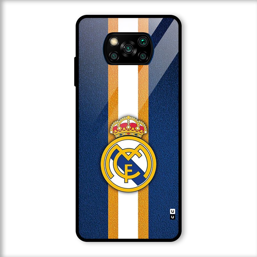 Real Madrid Stripes Glass Back Case for Poco X3