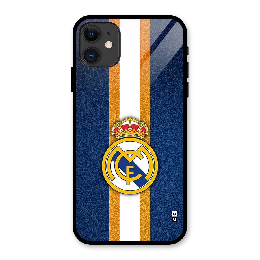Real Madrid Stripes Glass Back Case for iPhone 11