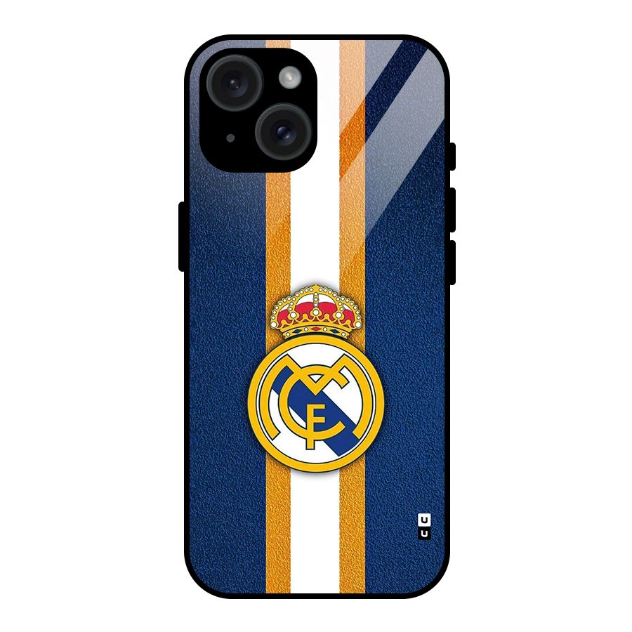 Real Madrid Stripes Glass Back Case for iPhone 15