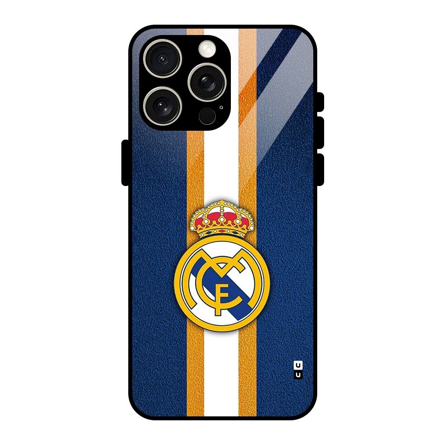 Real Madrid Stripes Glass Back Case for iPhone 15 Pro Max