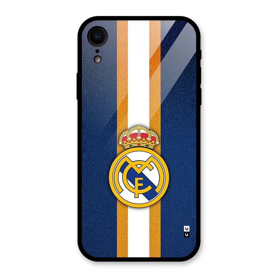 Real Madrid Stripes Glass Back Case for iPhone XR