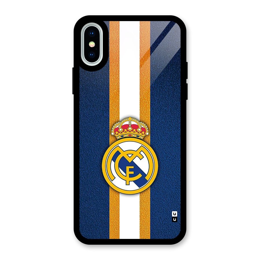 Real Madrid Stripes Glass Back Case for iPhone XS