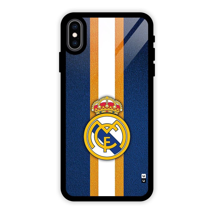Real Madrid Stripes Glass Back Case for iPhone XS Max