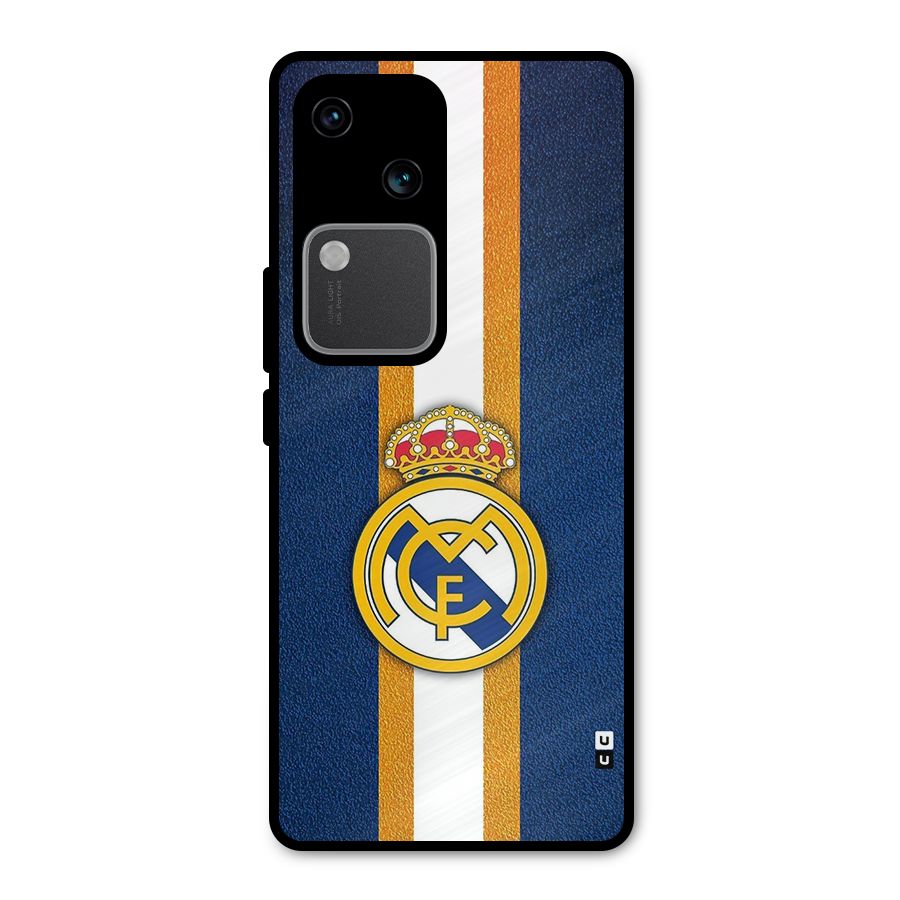Real Madrid Stripes Metal Back Case for Vivo V30 Pro